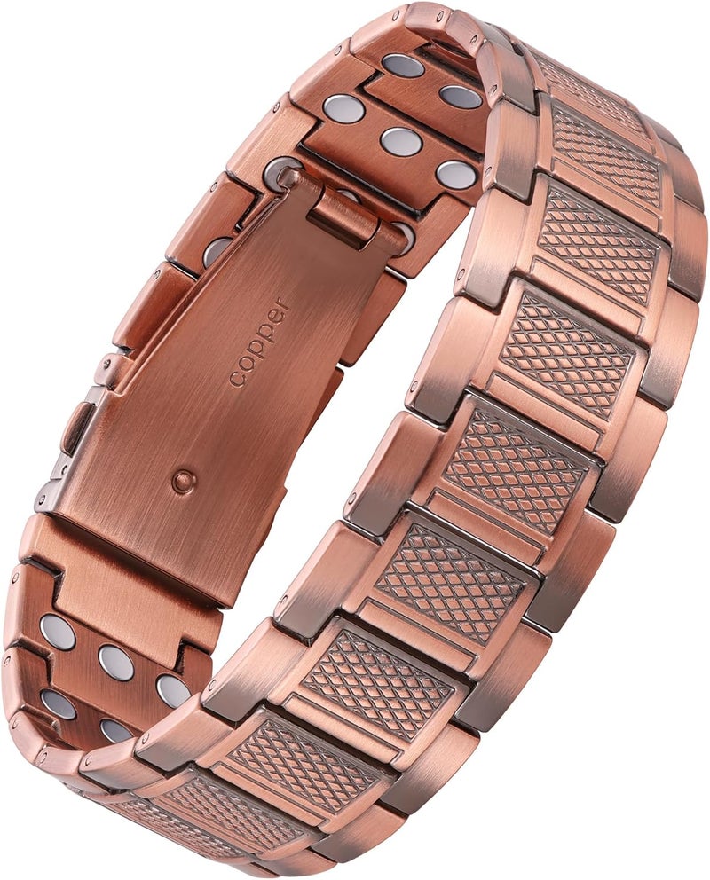 Feraco Copper Bracelet for Men 3X Strength,Magnetic Therapy Bracelet Copper Jewelry with Powerful 3800 Gauss Magnets - Image 1